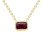 14K Gold Emerald Cut Ruby Bezel Necklace Pendant ABN-143Y-RUF  - Abtin & Co.