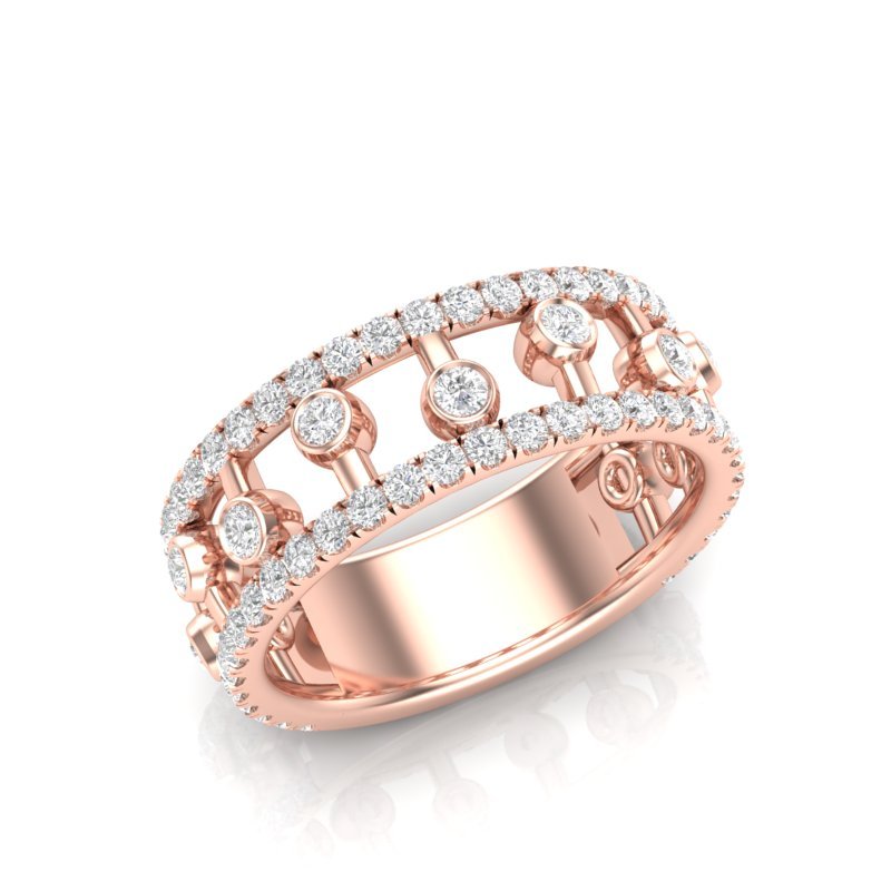 14k Gold floating Diamond Stackable Band Ring ABB-226-D  - Abtin & Co.