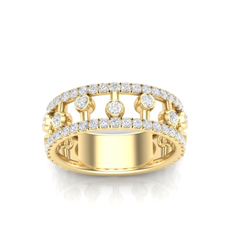 14k Gold floating Diamond Stackable Band Ring ABB-226-D  - Abtin & Co.