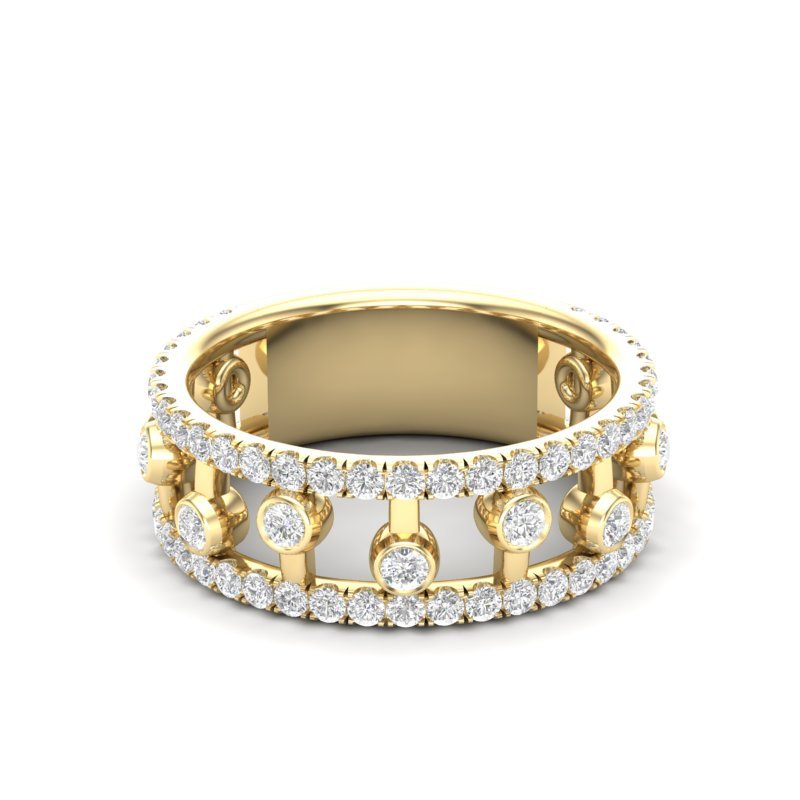 14k Gold floating Diamond Stackable Band Ring ABB-226-D  - Abtin & Co.