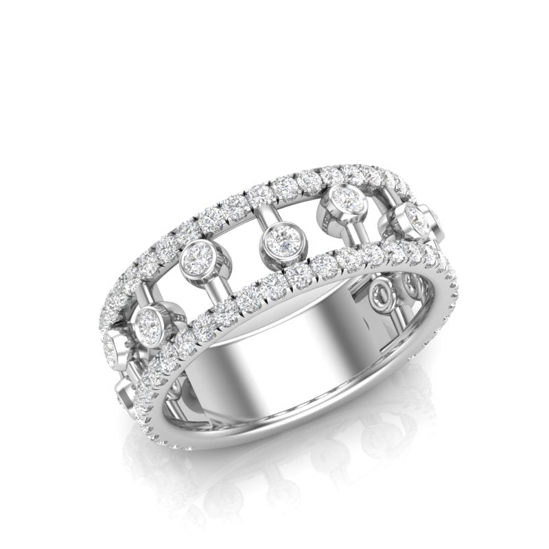 14k Gold floating Diamond Stackable Band Ring ABB-226-D  - Abtin & Co.