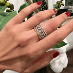 14k Gold floating Diamond Stackable Band Ring ABB-226-D  - Abtin & Co.
