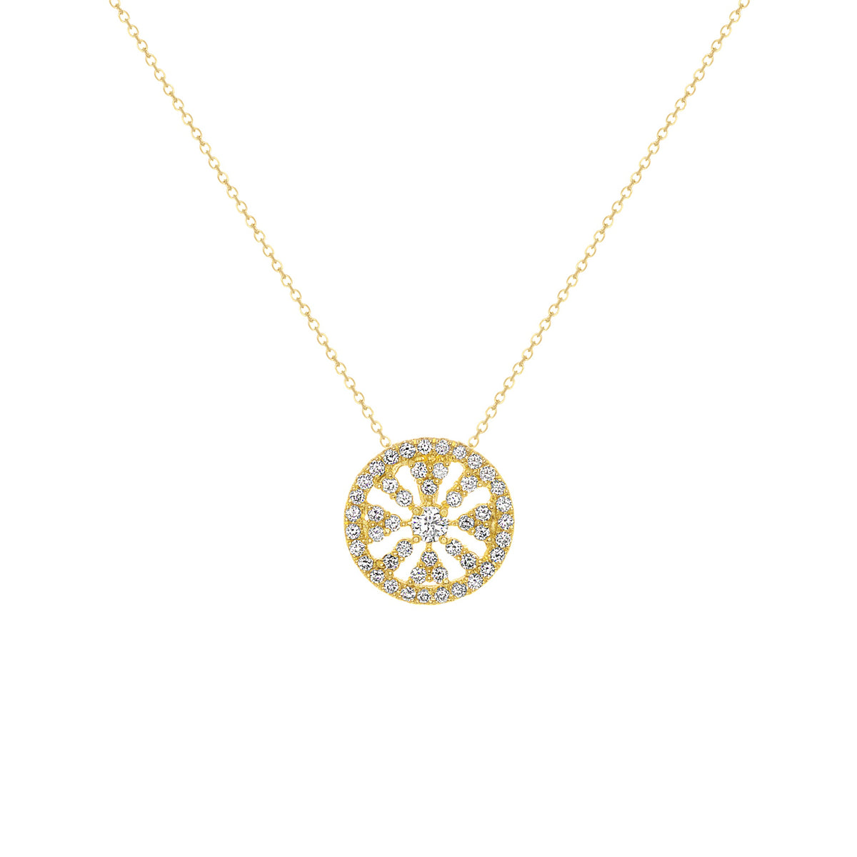 14K Gold Flower Cluster Diamond Pendant Pendant ABP-103.1Y-D  - Abtin & Co.