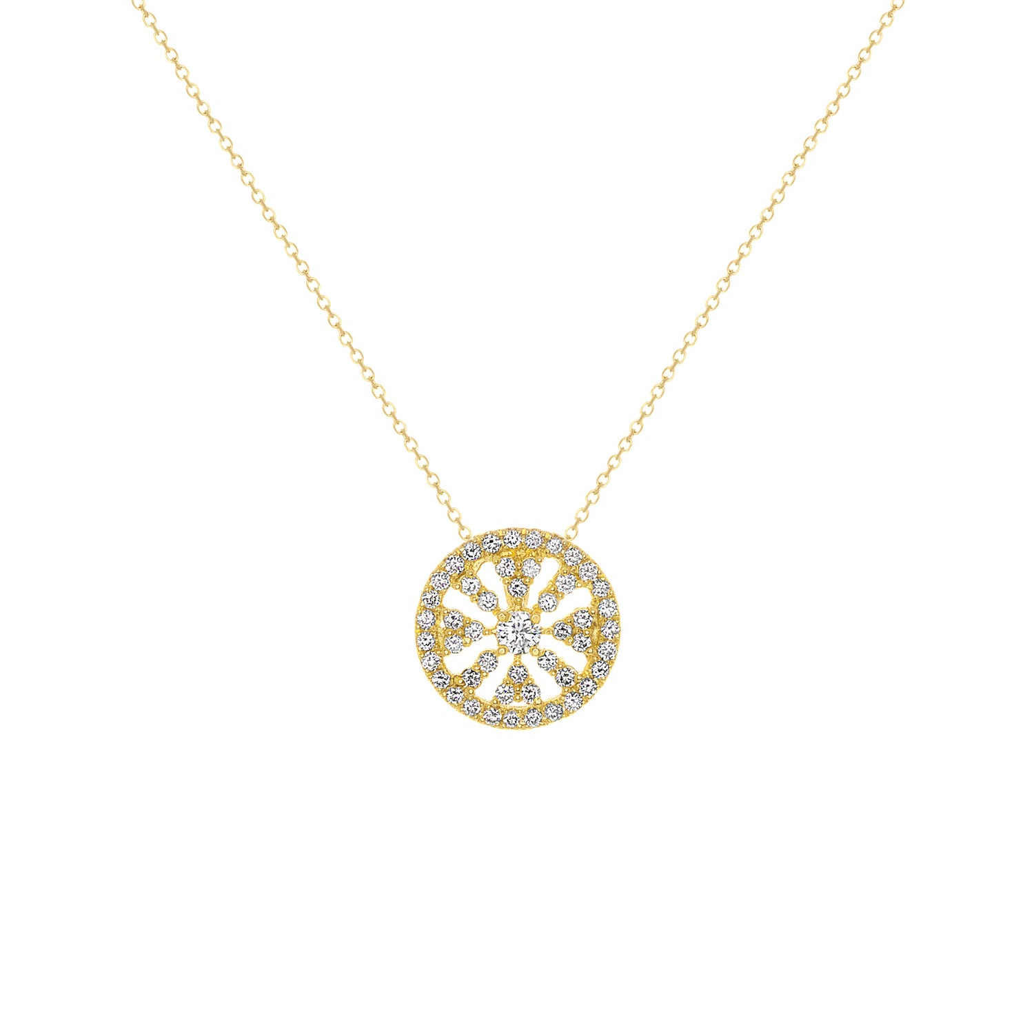 14K Gold Flower Cluster Diamond Pendant Pendant ABP-103.1Y-D  - Abtin & Co.