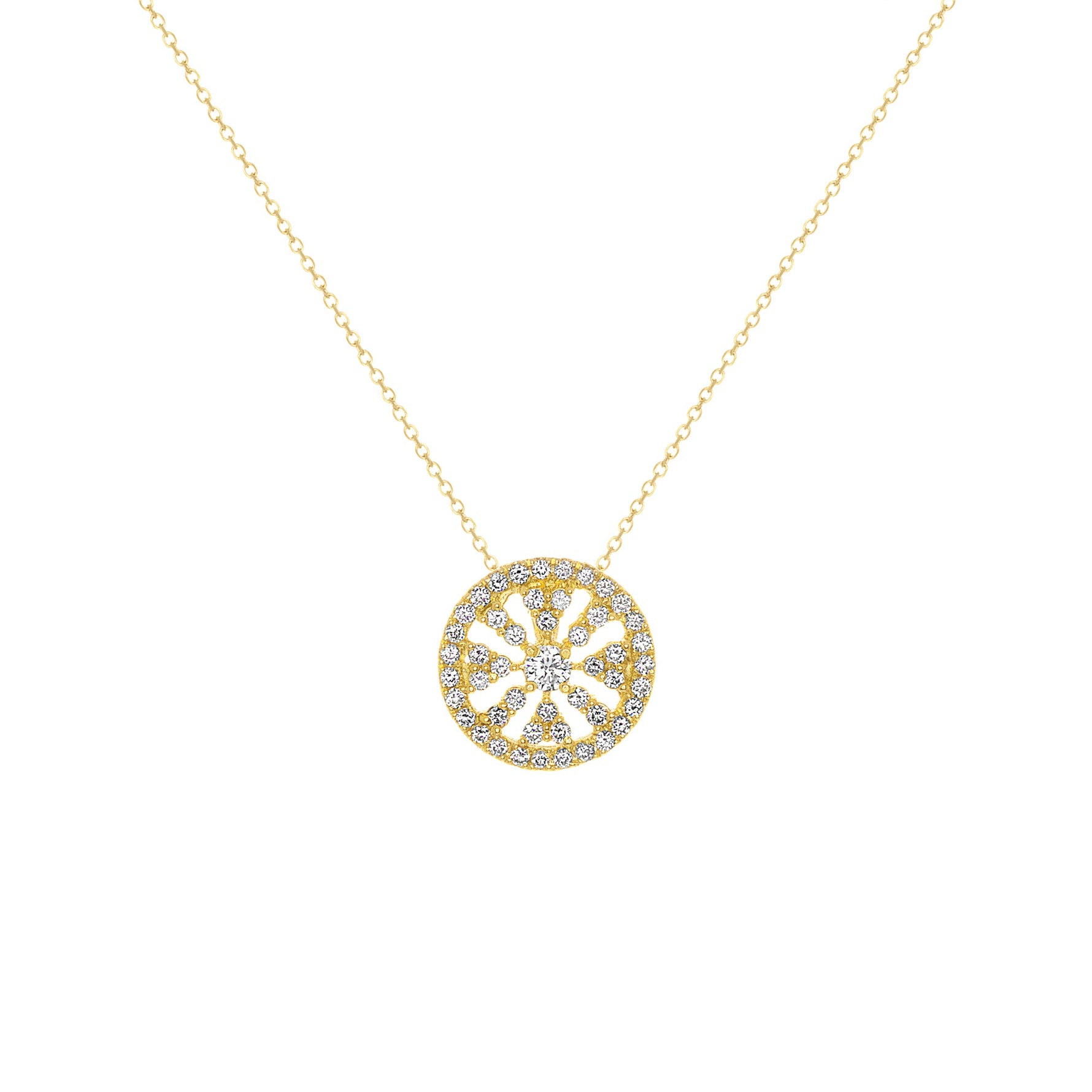 14K Gold Flower Cluster Diamond Pendant Pendant ABP-103.1Y-D  - Abtin & Co.