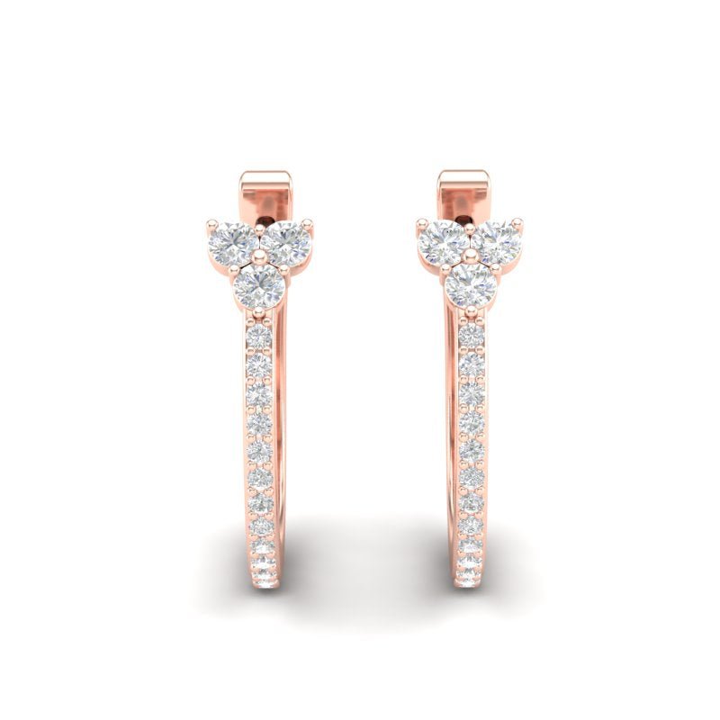 14K Gold Flower Diamond Huggie Earrings Earring ABH-101.1-D  - Abtin & Co.