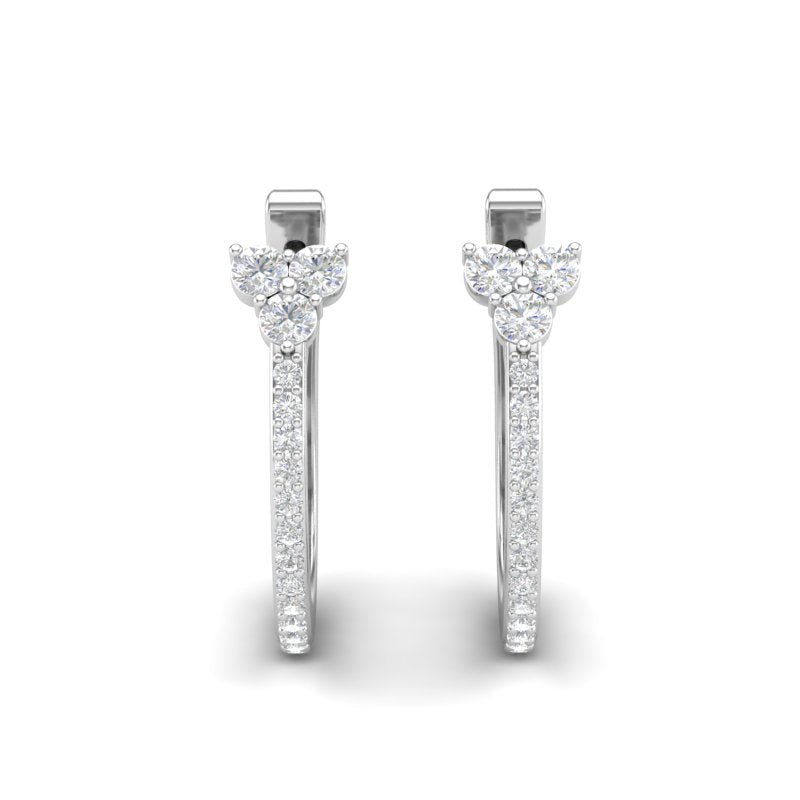 14K Gold Flower Diamond Huggie Earrings Earring ABH-101.1-D  - Abtin & Co.