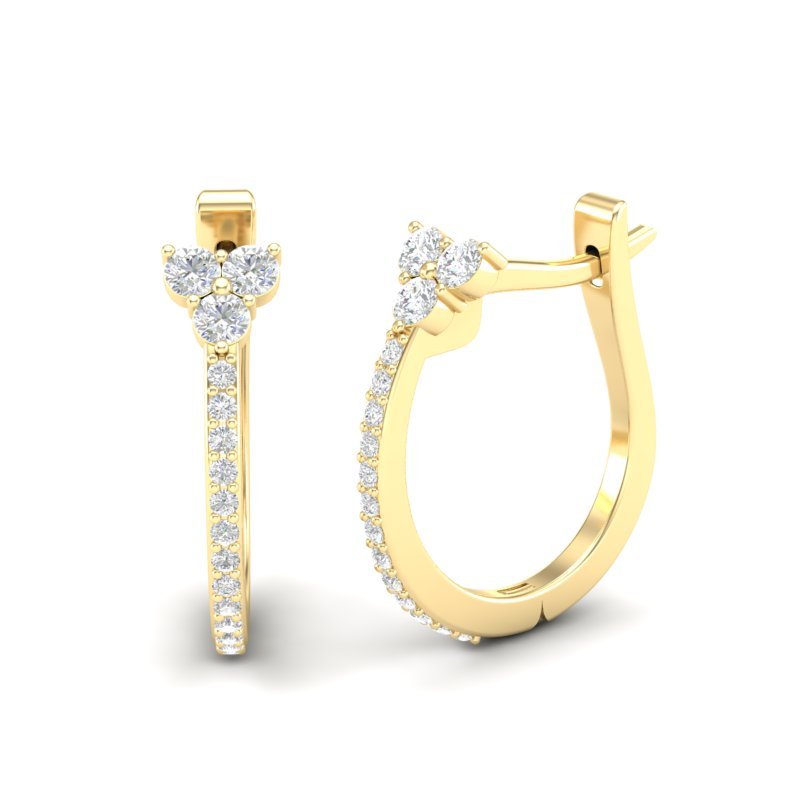 14K Gold Flower Diamond Huggie Earrings Earring ABH-101.1-D  - Abtin & Co.