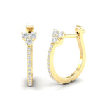 14K Gold Flower Diamond Huggie Earrings Earring ABH-101.1-D  - Abtin & Co.