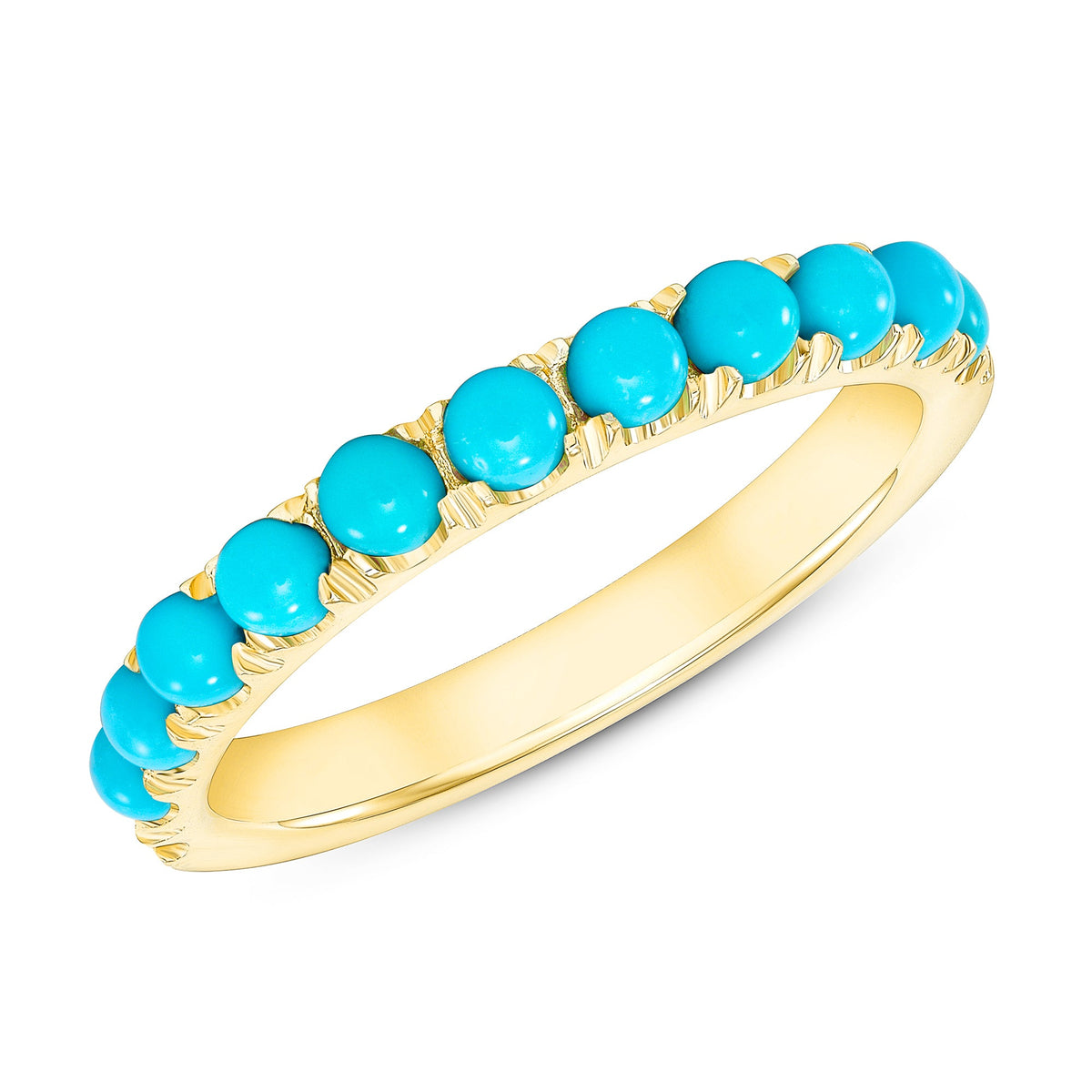 14K Gold Halfway Eternity Turquoise Stackable Band Ring ABB-253.5-TQF  - Abtin & Co.