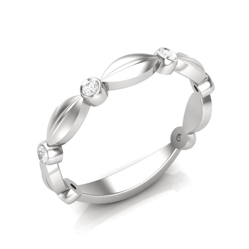 14k Gold Marquise Shape Bezel Diamond Wedding Band Stacking Ring Ring ABB-115-D  - Abtin & Co.