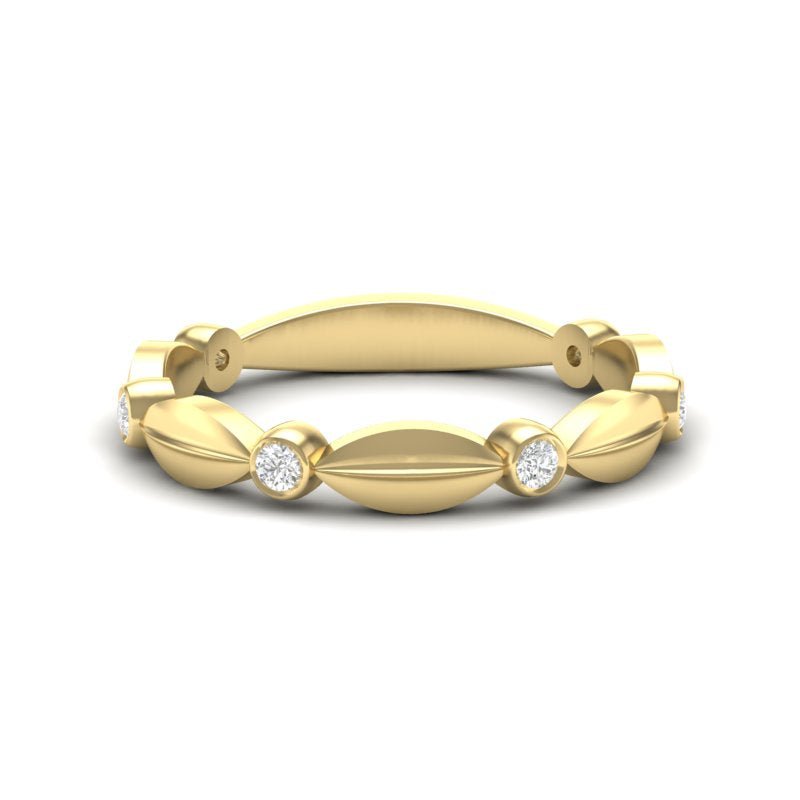 14k Gold Marquise Shape Bezel Diamond Wedding Band Stacking Ring Ring ABB-115-D  - Abtin & Co.