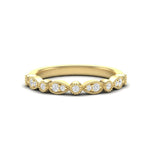 14k Gold Milgrain Pear-shape & Bezel Diamond Stackable Ring Wedding Band Ring ABB-163-D  - Abtin & Co.