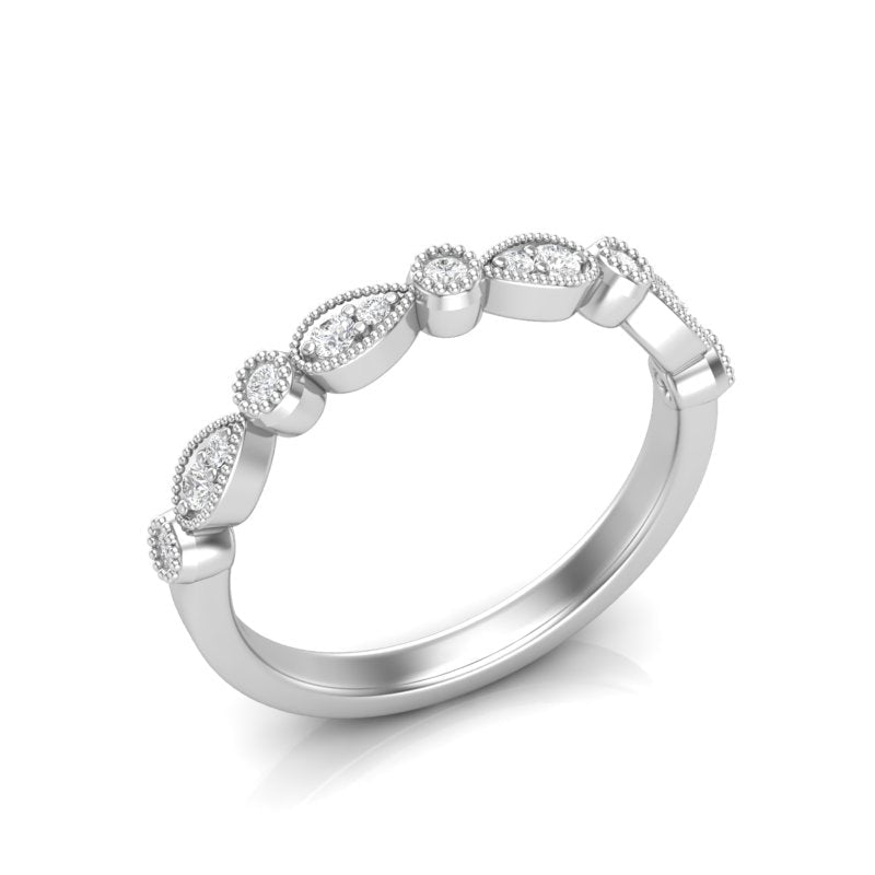 14k Gold Milgrain Pear-shape & Bezel Diamond Stackable Ring Wedding Band Ring ABB-163-D  - Abtin & Co.