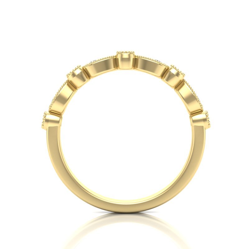 14k Gold Milgrain Pear-shape & Bezel Diamond Stackable Ring Wedding Band Ring ABB-163-D  - Abtin & Co.