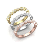 14k Gold Milgrain Pear-shape & Bezel Diamond Stackable Ring Wedding Band Ring ABB-163-D  - Abtin & Co.