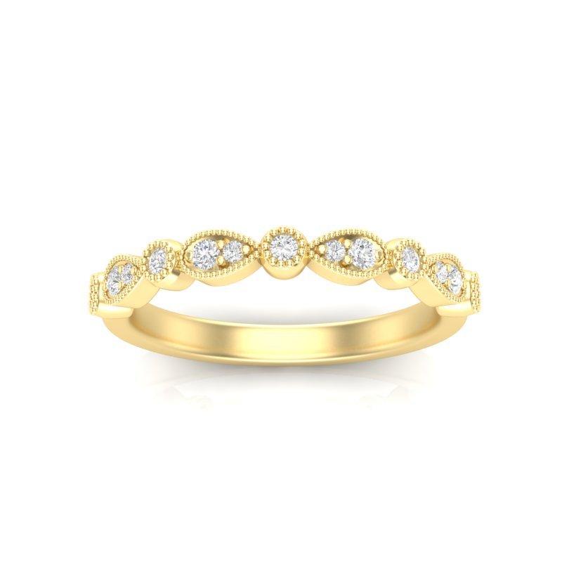 14k Gold Milgrain Pear-shape & Bezel Diamond Stackable Ring Wedding Band Ring ABB-163-D  - Abtin & Co.
