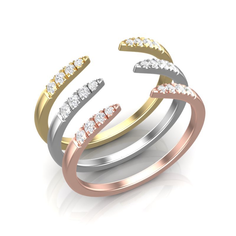 14k Gold Open Minimal Diamond Ring Stacking Band Ring ABB-111-D  - Abtin & Co.