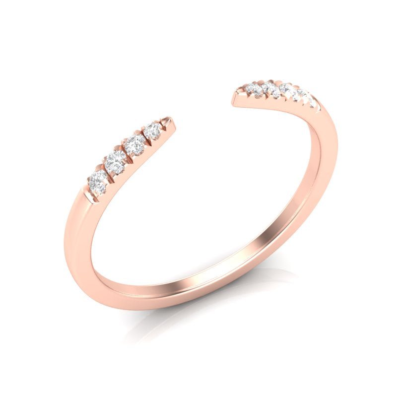 14k Gold Open Minimal Diamond Ring Stacking Band Ring ABB-111-D  - Abtin & Co.