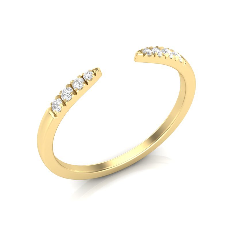 14k Gold Open Minimal Diamond Ring Stacking Band Ring ABB-111-D  - Abtin & Co.