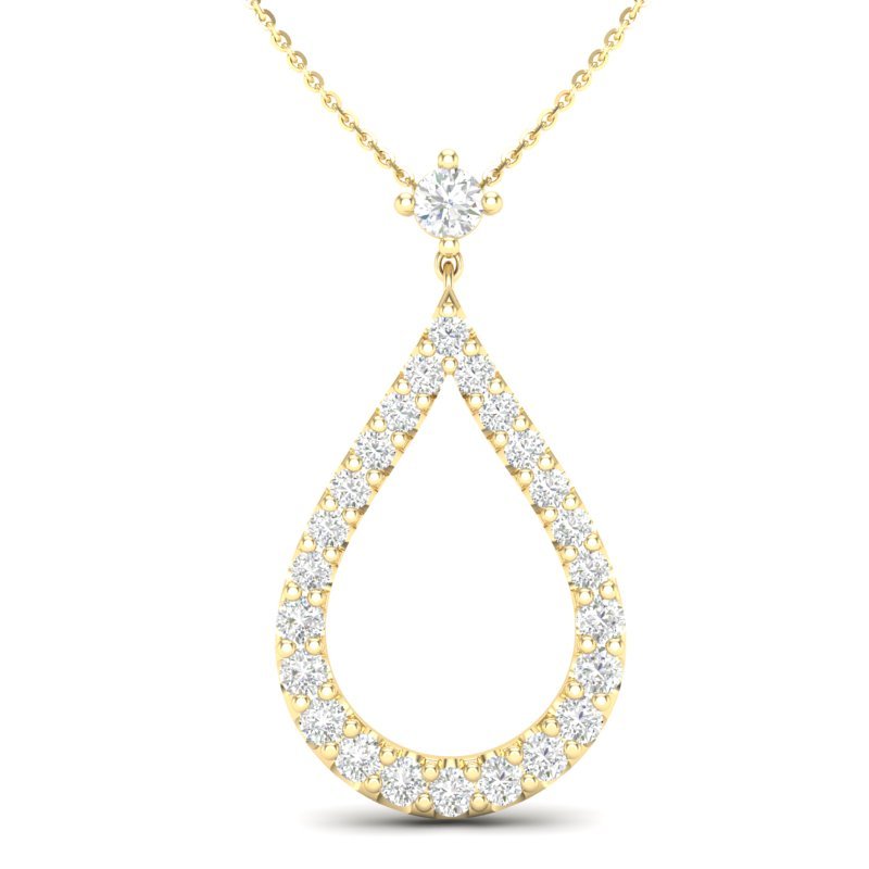 14K Gold Open Pear-Shape Diamond Pendant Pendant ABP-117-D  - Abtin & Co.