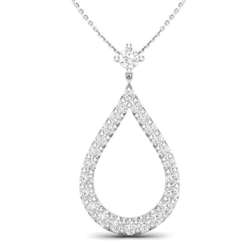 14K Gold Open Pear-Shape Diamond Pendant Pendant ABP-117-D  - Abtin & Co.