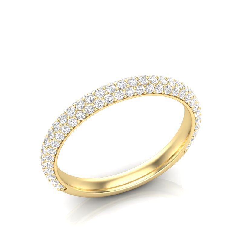 14K Gold Pave Diamond Stackable Ring/Wedding Band Ring ABB-204-D  - Abtin & Co.