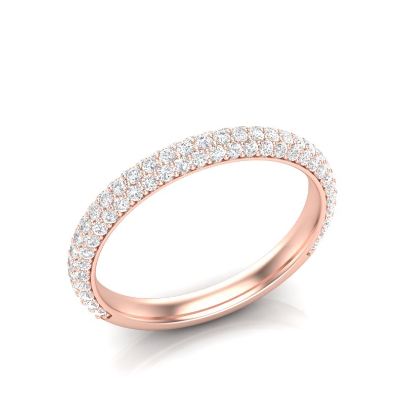 14K Gold Pave Diamond Stackable Ring/Wedding Band Ring ABB-204-D  - Abtin & Co.