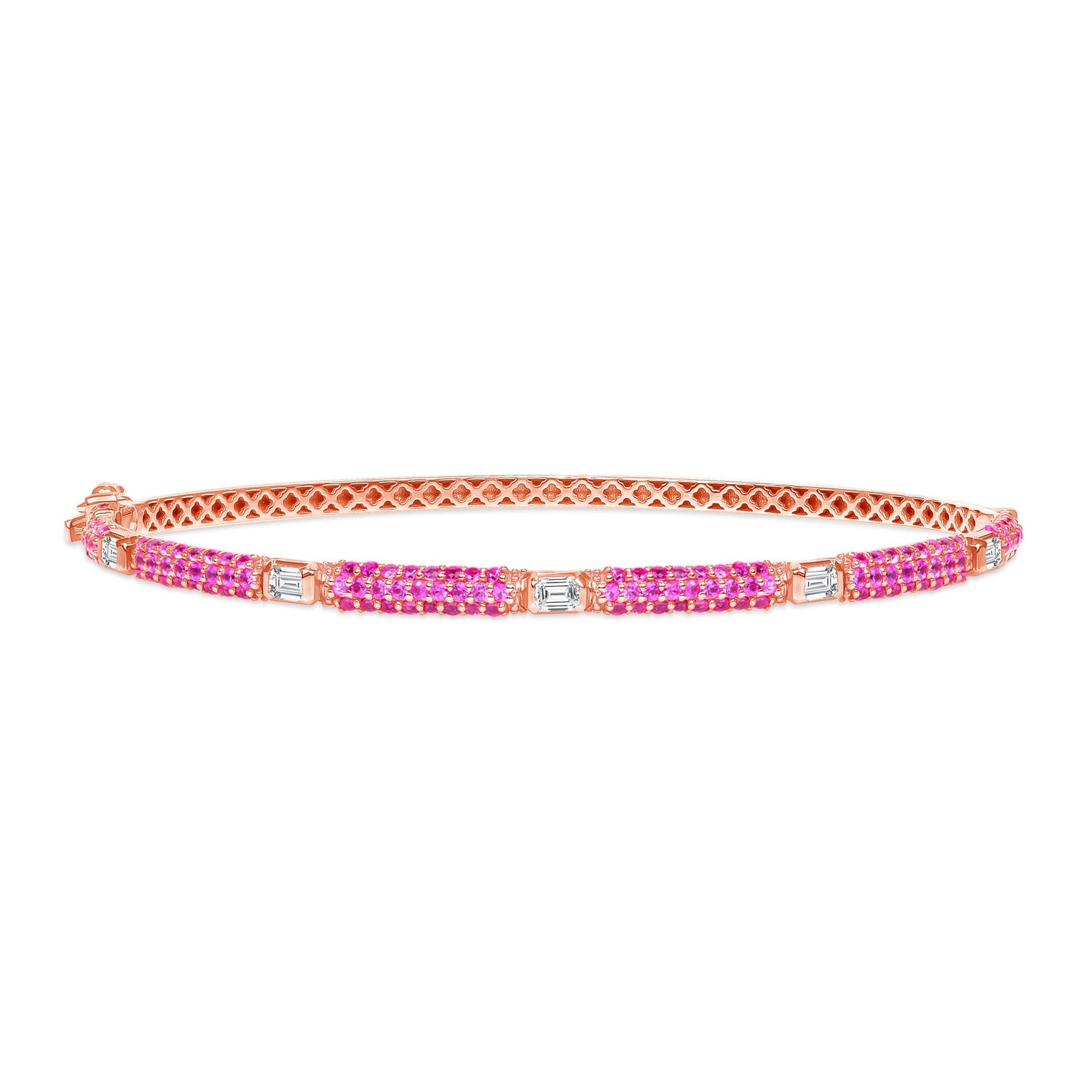 14K Gold Pink Sapphire and White Diamond Bangle Bangle ABA-20R-PSD  - Abtin & Co.