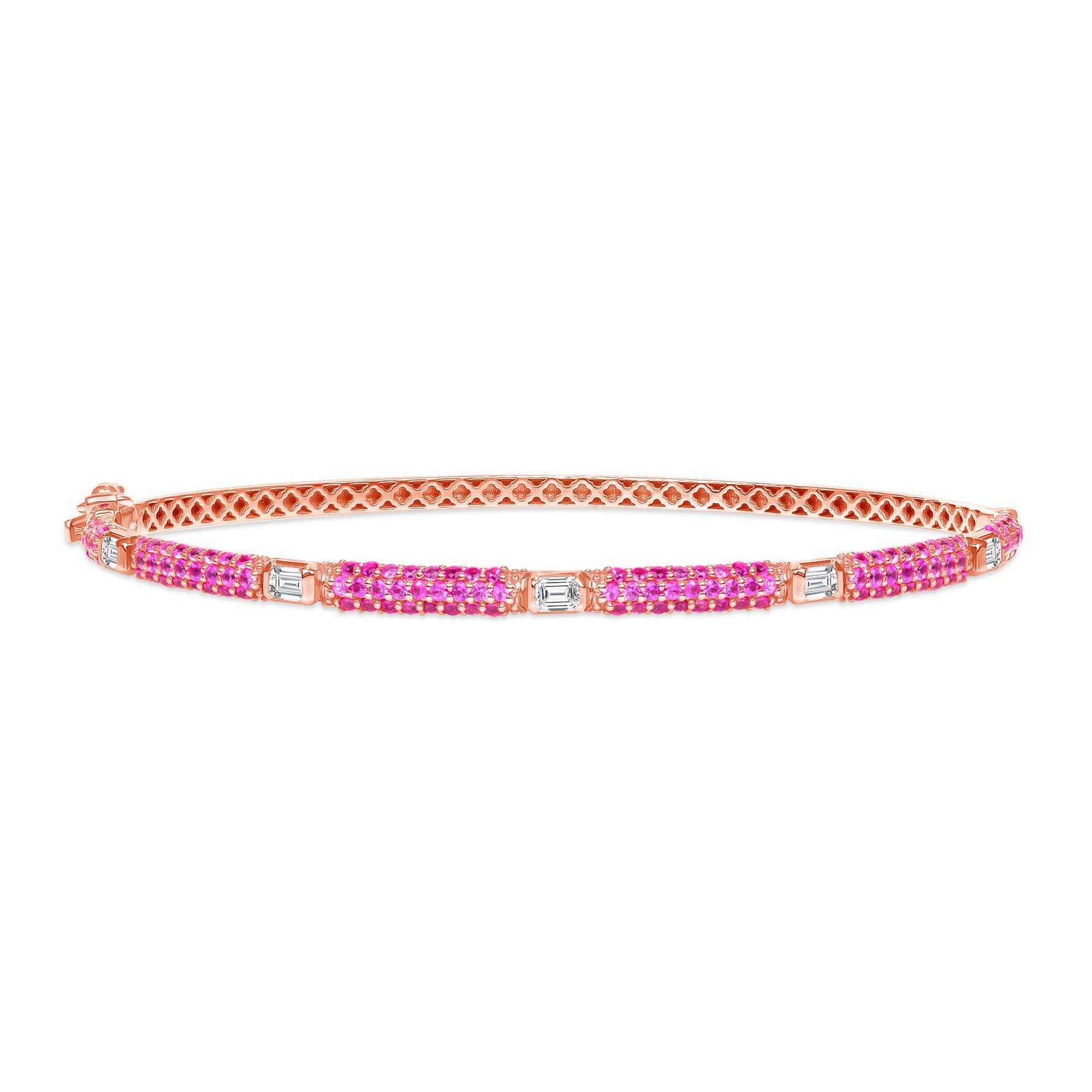 14K Gold Pink Sapphire and White Diamond Bangle Bangle ABA-20R-PSD  - Abtin & Co.