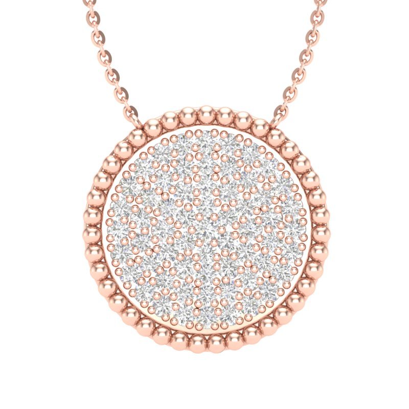 14K Gold Round Medallion Diamond Pendant Pendant ABP-111-D  - Abtin & Co.
