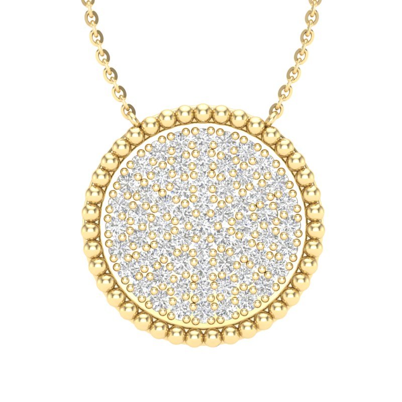 14K Gold Round Medallion Diamond Pendant Pendant ABP-111-D  - Abtin & Co.