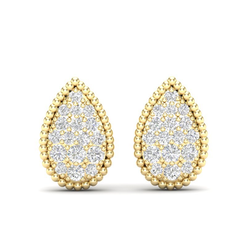14k Gold Teardrop Diamond Fashion Earring Earring ABE-124-D  - Abtin & Co.