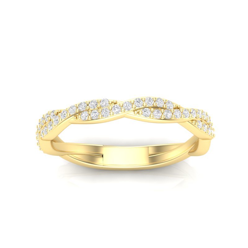 14k Gold Twisted Braid Diamond Stackable Ring Wedding Band Ring ABB-146-D  - Abtin & Co.