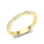 14k Gold Twisted Braid Diamond Stackable Ring Wedding Band Ring ABB-146-D  - Abtin & Co.