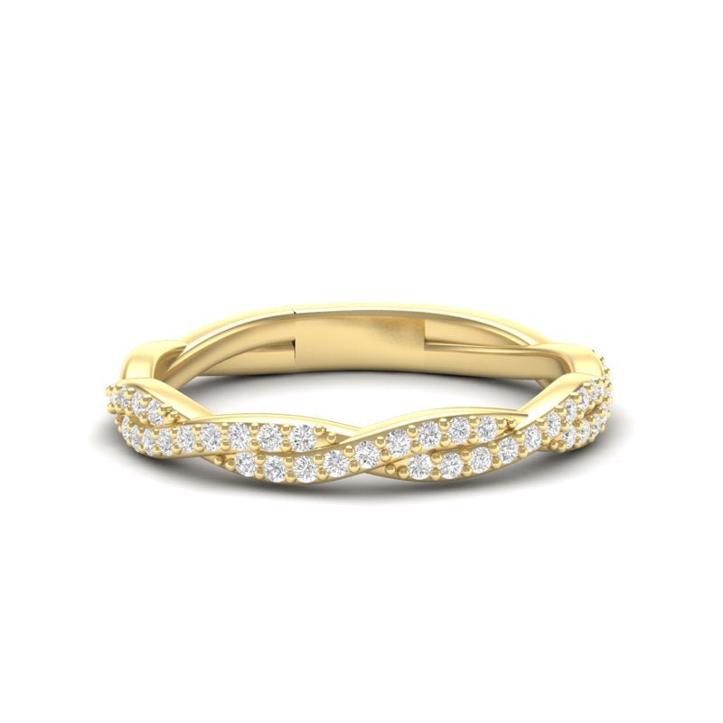 14k Gold Twisted Braid Diamond Stackable Ring Wedding Band Ring ABB-146-D  - Abtin & Co.