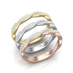 14k Gold Twisted Braid Diamond Stackable Ring Wedding Band Ring ABB-146-D  - Abtin & Co.