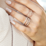 14k Gold Twisted Braid Diamond Stackable Ring Wedding Band Ring ABB-146-D  - Abtin & Co.