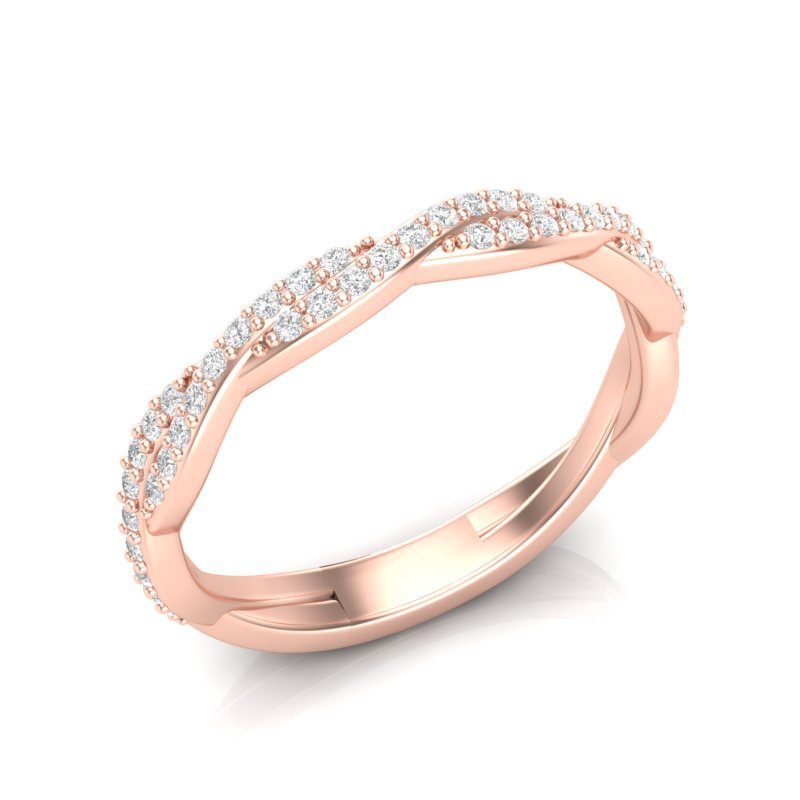 14k Gold Twisted Braid Diamond Stackable Ring Wedding Band Ring ABB-146-D  - Abtin & Co.