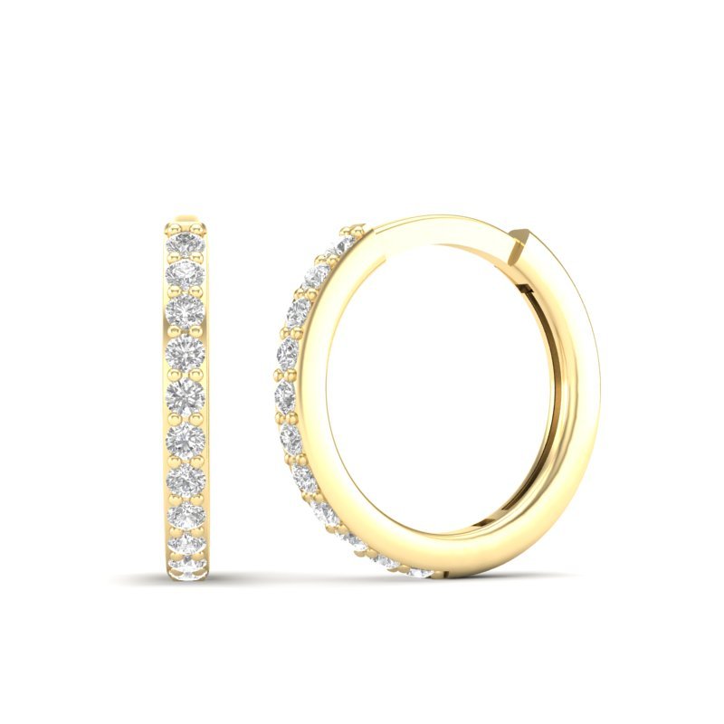 14k Gold/Diamond Huggie Earrings Earring ABH-105-D  - Abtin & Co.