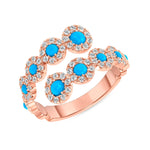14K Open Bypass Diamond & Turquoise Ring Ring ABB-334_TQD  - Abtin & Co.