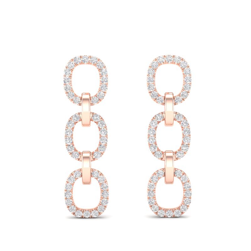 14k Rose Gold Chain-link Diamond Drop Earrings Earring ABE-102.2R-D  - Abtin & Co.
