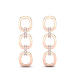 14k Rose Gold Chain-link Diamond Earrings Earring ABE-102.1R-D  - Abtin & Co.