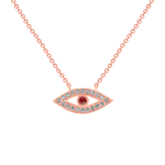 14K Rose Gold Diamond & Pink Sapphire Evil Eye Pendant Pendant ABP_109R-RUD  - Abtin & Co.