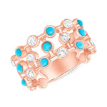 14K Rose Gold Diamond & Turquoise Bezel-set Bubble Ring Ring ABB-218V2-TQD  - Abtin & Co.