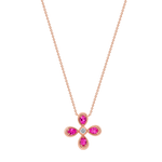 14K Rose Gold Pink Sapphire & Diamond Flower Pendant Pendant ABP-167R-PSF  - Abtin & Co.