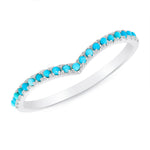 14K Turquoise V-Shaped Chevron Stacking Band Ring ABB-199-TQF  - Abtin & Co.