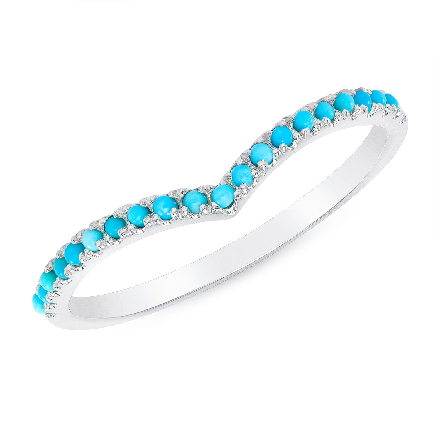 14K Turquoise V-Shaped Chevron Stacking Band Ring ABB-199-TQF  - Abtin & Co.