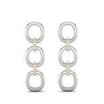 14k Two-toned Gold Chain-link Diamond Drop Earrings Earring ABE-102.1C1-D  - Abtin & Co.