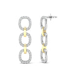 14k Two-toned Gold Chain-link Diamond Drop Earrings Earring ABE-102.2C1-D  - Abtin & Co.